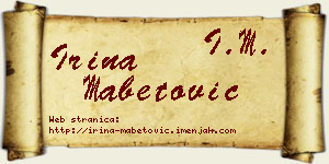 Irina Mabetović vizit kartica